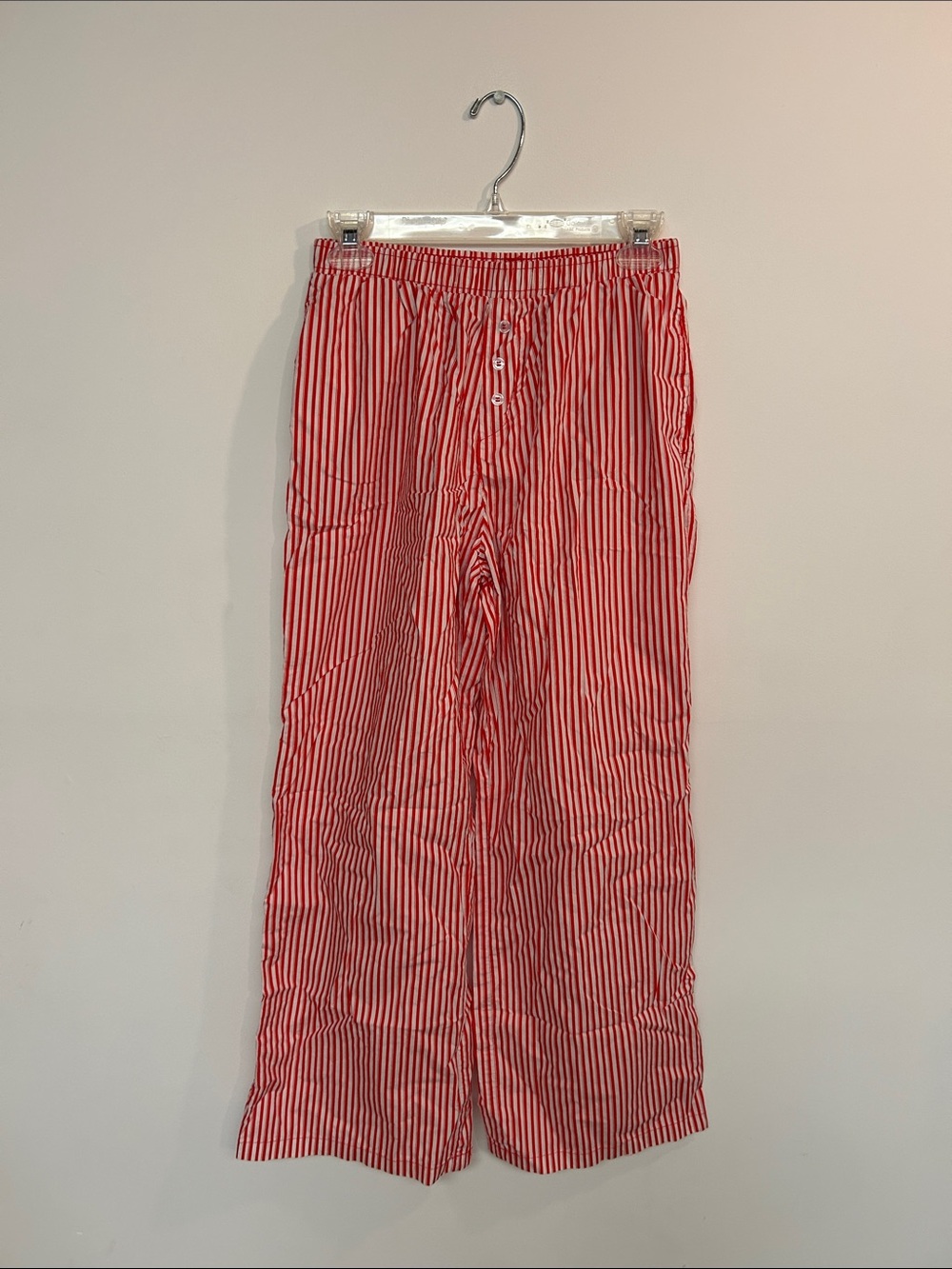 Women's Red & White Stripe Cotton Pajama Pants
